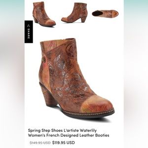 L’Artiste Waterlily Women’s French Designed Leather Boots Size EU 39 US 8.5